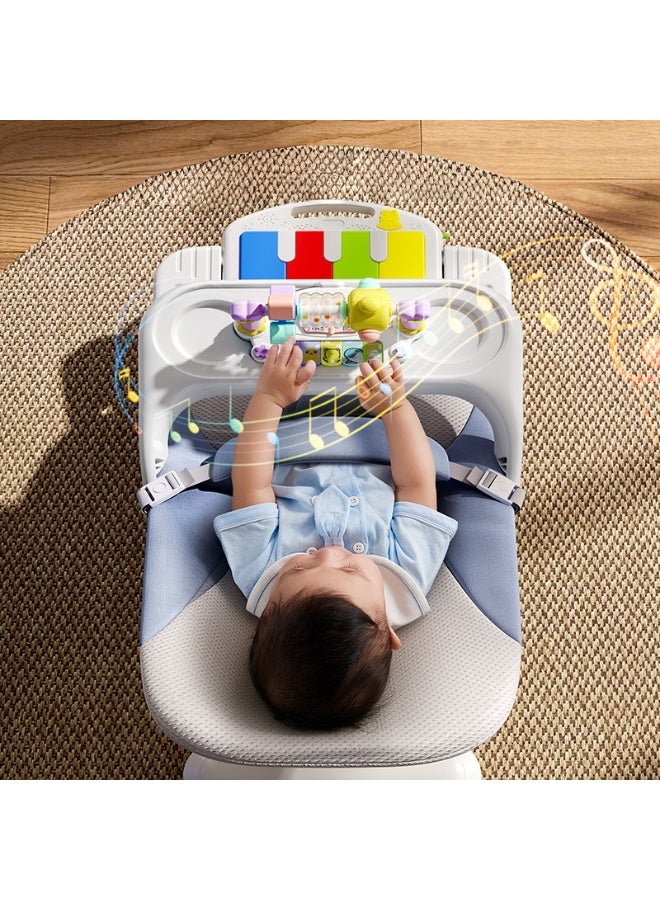 MIXDE Baby Bouncer, 4-in-1 Portable Bouncer Seat with Removable Wheels, 3-Level Adjustable Incline for Infant to Toddler up to 13kg, 0-24 months, with Detachable Piano, Feeding Tray, Play Bar - Image 4
